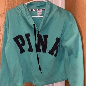 Blue PINK cropped hoodie